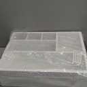 Paper Plate Dispenser and Holder for Kitchen Counter, Wood Rustic Silverware Utensil Caddy, Cutlery Flatware Organizer Box for Cups Spoons Forks Napkins, Kitchen Accessories (White)