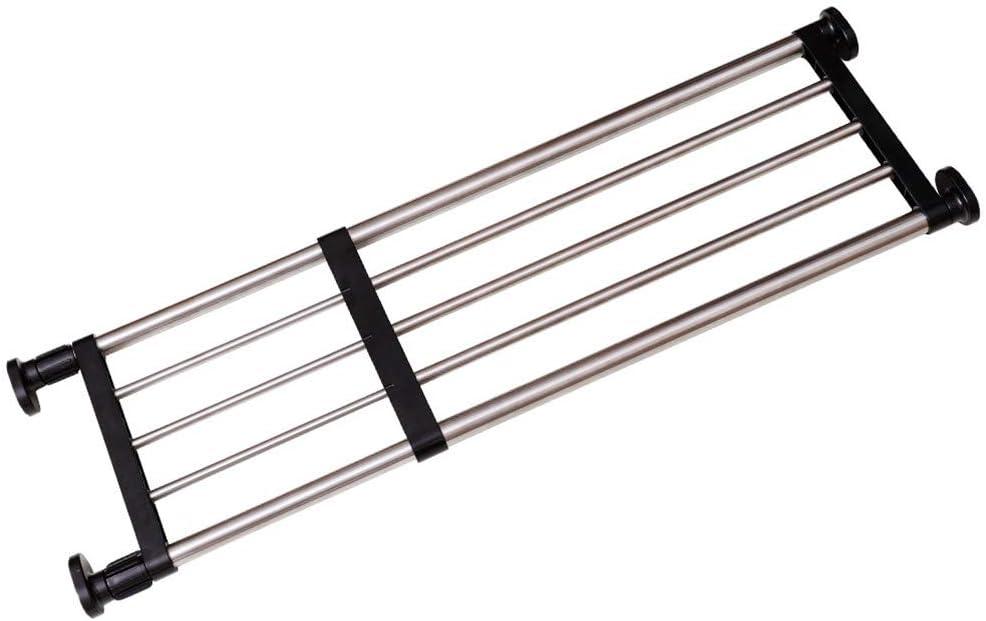 Hershii Expandable Closet Tension Shelf Rod Adjustable Metal Storage Rack Cabinet Organizer DIY Divider Separator Shelves for Wardrobe Cupboard Kitchen Bathroom, Black, 29.4-46.25inches