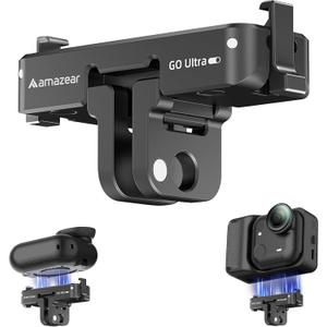 AMAZEAR Magnetic Quick-Release Adapter Mount for Insta360 GO Ultra Accessories, Insta 360 GO Ultra Aluminum Base Metal Bracket with 1/4" Thread for Tripod, Selfie Stick, Handle Grip, Black