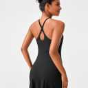 Womens Tennis Dress with Adjustable Straps Built-in Bra Workout Athletic Golf Summer Dress Non-Removable Shorts (Black, S)