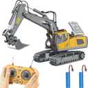 PREPOP Remote Control Excavator Toy for 6-12 yr Boys, Best Birthday Gifts for Kids 4-7 8 9 10 11 Year Old, RC Construction Toys with Metal Shovel, Lights, Sounds 2.4Ghz