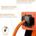Giraffe Tools TA10 Retractable Air Hose Reel Swivel with 3/8 in. x 25 ft Hybrid Hose Max 300 PSI, Industrial Wall Mounted Compressor Hose Reel Heavy Duty, Air Compressor Heavy Duty Steel Reel
