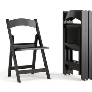 Flash Furniture Hercules Series Folding Chairs for Weddings and Formal Events, Stackable Commercial Event Seats with 1,000-lb. Static Weight Capacity, Set of 4, Black