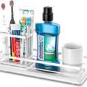 White Toothbrush Holders for Bathrooms, 4 Slots Tooth Brushing Organizer, Electric Tooth Brush Toothpaste Holder