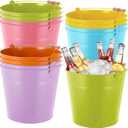 Didaey 12 Pcs Large Galvanized Metal Buckets with Handle 10 Inch Heavy Duty Stainless Steel Pails Round Pail for Party Wedding, Crafts, Utensils, Table Centerpieces (Multicolor)