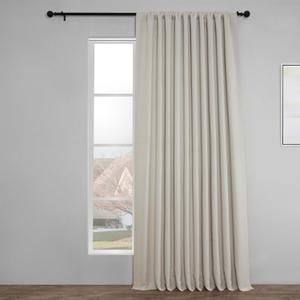 HPD Half Price Drapes - Faux Linen Curtains for Living Room (1 Panel) - 100W X 120L - Extra Wide Textured Room Darkening Curtains for Bedroom 120 Inches Long - Drapes for Home Decor, Birch (100"W x 120"L (Pack of 1))