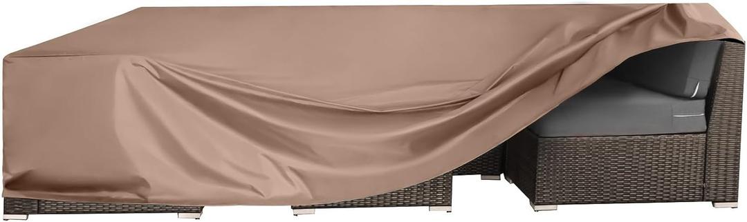Patio Furniture Covers Waterproof Outdoor Furniture Cover Heavy Duty Outdoor Sectional Sofa Couch Cover Outside Dining Set Table and chairs Covers Heavy Duty 110" L x 74.5" W Brown