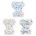 Babygoal Baby Swim Diapers 3 Pack for 0-8 Months Infant Girls and Boys, Reusable Adjustable Washable for Swimming Lessons-Fish, Duck
