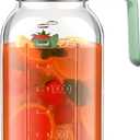 64 oz Glass Pitcher with Lid, Large Wide Mouth Mason Jar with Pour Spout, Green Sun Tea Glass Jar for Outside, Drink Pitcher Great for Drink, Cold Beverages and Breast Milk