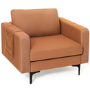 Modern Linen Fabric Accent Armchair Single Sofa w/ Side Storage Pocket Orange (Only Cushion)