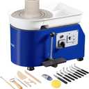 VEVOR 11inch Pottery Wheel, 350W Ceramic Wheel Forming Machine, Adjustable 60-300RPM Speed Handle and Foot Pedal Control, ABS Detachable Basin Sculpting Tool Apron Accessory Kit for Work Art Craft DIY (Blue)