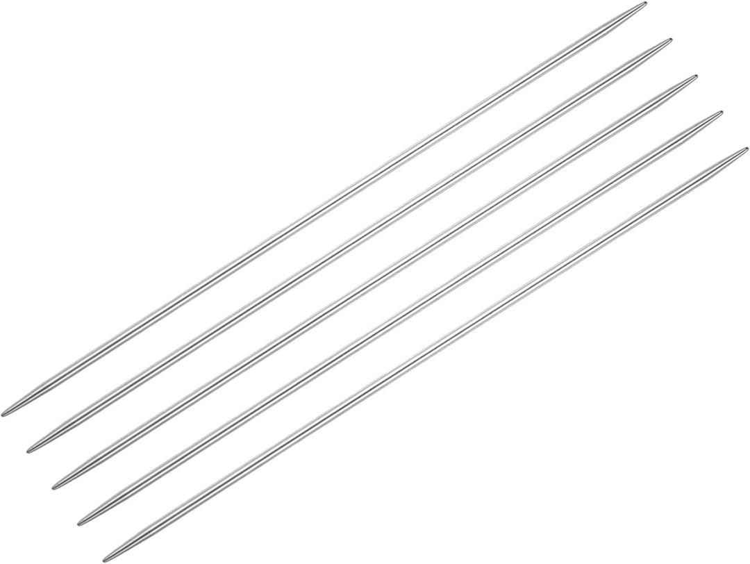 uxcell 5Pcs Knitting Needle 2.25mm Diameter 5.9 Inches Length Stainless Steel Double Pointed Sweater Stitching Needles for Handmade Projects DIY Knitting