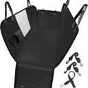 Femuar Dog Car Seat Cover with Storage Pockets Mesh Visual Window, Waterproof Nonslip , Heavy Duty Scratchproof Pet Dog Back Seat Cover Hammock for Cars Trucks and SUVs, Black