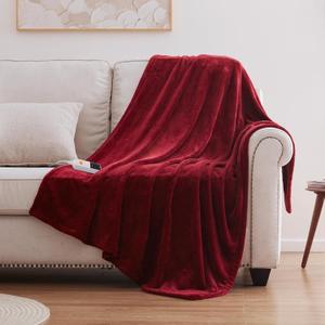 Sealy Heated Blanket Electric Throw 50"x60", Soft Double Flannel Electric Blanket with 6 Heat Levels & 2-10 Hours Auto Shut Off, Machine Washable, Even Heat Distribution, Red