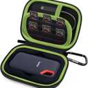 Hard Case for SanDisk Extreme Portable SSD 500GB 1TB 2TB 4TB 8TB External Solid State Drive Case -Custom-Insert Shockproof Protective Storage Travel Bag for SSD SD Card Holder (Green)