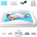 Sleepah Inflatable Toddler Travel Bed Portable Kids Air Mattress Set w Safety Bed Rail Guards for Kids & Toddlers – Set Includes Pump, Carry Case, Pillow & More - Perfect Transitional Cot Aqua. Dirty.