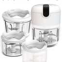 (100+250+350ML) White 3 Pcs Cordless Mini Food Chopper,Small Food Processor for Garlic,Nut,Meat