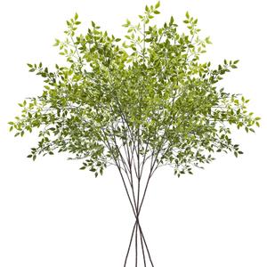 4Pcs Artificial Greenery Stems, 43.3" Fake Nandina Stems Plants Faux Leaf Twig Branches for Indoor Desk Office Shop Home Table Vase Spring Decor