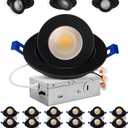 Adetu 4 inch 5CCT Gimbal Black Led Recessed Lights, 360+90 Adjustable Directional Recessed Lighting, 2700K-5000K Dimmable Retrofit Eyeball Can Lights with Jbox, ETL&Energy Star (Black,12 Pack)