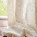 jinchan Linen Curtains 84 Inches Long for Living Room Bedroom Farmhouse Light Filtering Grommet Drapes Semi Sheer Natural Linen Textured Window Curtains 7ft Neutral Curtain Panels for Dining Office