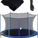 Cliselda Trampoline Replacement Safety Net for 6 Straight Poles Round Frame Trampolines, Breathable and Weather-Resistant, with Adjustable Straps, Zippers, Protection Buckles(Net Only) 12ft