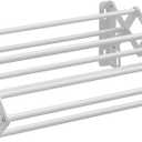 SONGMICS Clothes Drying Rack, Wall-Mounted Drying Rack Clothing, Small Accordion Laundry Rack, 9 Staggered Hanging Rods, Expandable and Retractable, Cloud White ULLR802W01 (16.5"W)