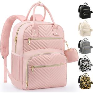 Pritent Diaper Bag Backpack,Baby Essentials Diapers Bag with Pacifier Case,Multipurpose Stylish Large Capacity Travel Backpack for Baby Girl/Boy(M-Pink)