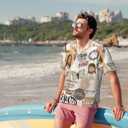 Men's Hawaiian Beach Shirt, Short Sleeve Shirts for Men, Quick-Dry Button Up Shirt for Party (XXXL)