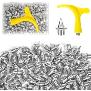 3/16 Inch Track Spikes,Stainless Steel Pyramid Shoe Spikes with Spike Wrench for Track and Cross Country,Replacement Spike for Sprint Sports Short Running Shoes