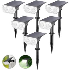 Linkind Solar Lights Outdoor Waterproof IP67, StarRay Dusk-to-Dawn Outdoor Solar Lights, 3 Lighting Modes Solar Spot Lights Outdoor for Garden, Yard, Landscape (Daylight, 6 Pack)