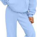 Trendy Queen Womens 2 Piece Outfits Lounge Fall Fashion Sets Oversized Sweatshirts Wide Leg Pants Sweatsuits Winter Clothes, M, Skynlue