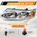 Headlight Assembly Compatible with Saturn Ion 2003-2007 Halogen Headlamp, OE-Style Head Lamp Replacement for GM2502231 GM2503231 15919399 15919400, Chrome Housing Amber Corner