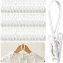 105 Pcs Multi-Purpose Laundry Hooks Hanging Clips Bulk with Plastic Rope Hanger Clips for Baby Clothes Closet Organizer for Pants Hat Sock Boot Bra Towel Bathroom Wardrobe Kitchen, White
