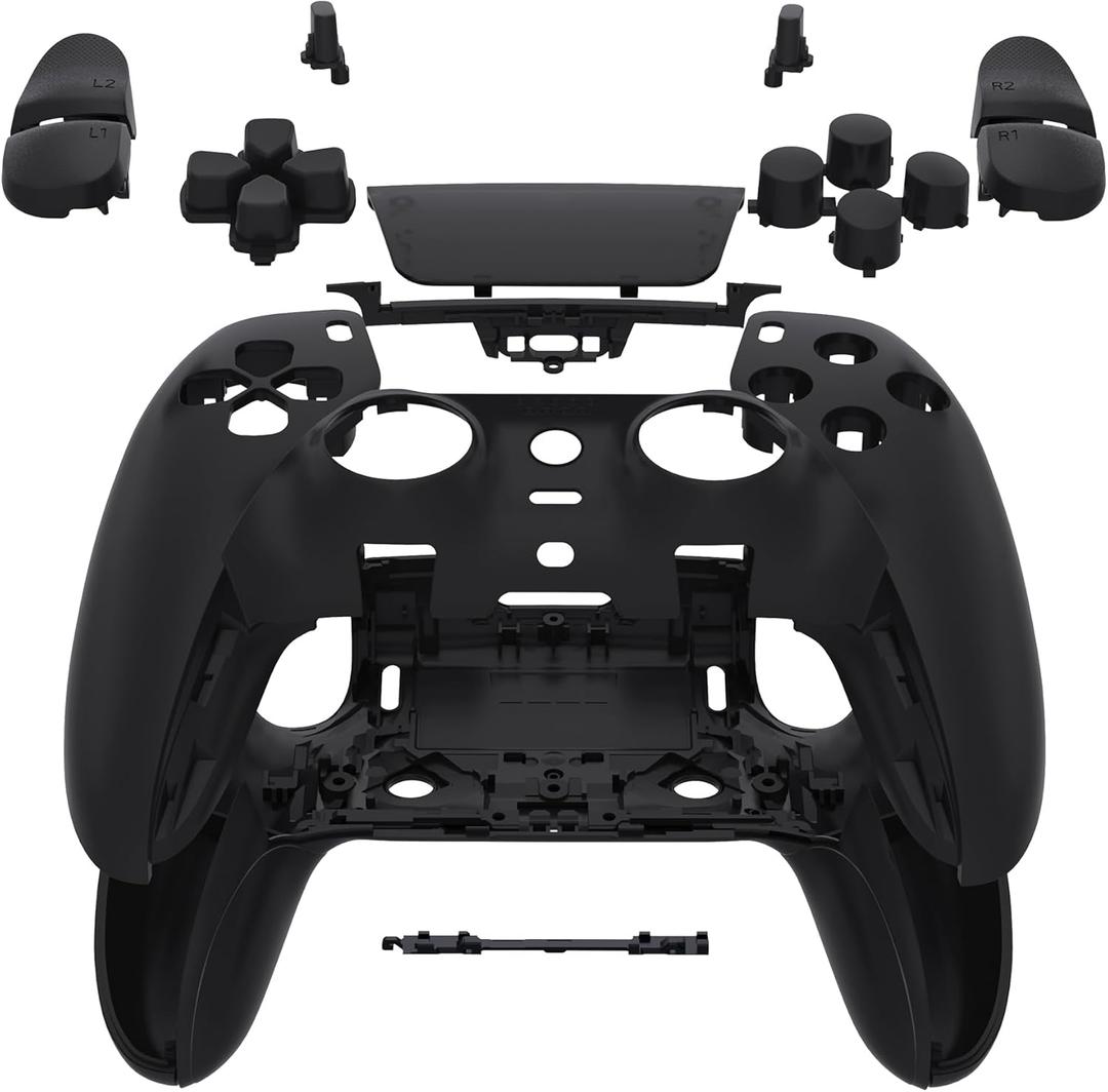 eXtremeRate Full Set Shell with Buttons Touchpad Cover Compatible with ps5 Edge Controller, Black Custom Replacement Decorative Trim Shell Front Back Plates Compatible with ps5 Edge Controller