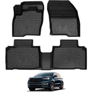 Falafa Floor Mats Fit for 2015-2025 Ford Edge, TPE All Weather Custom Floor Liners for 2015-2025 Edge Full Set 1st and 2nd Row Non-Slip Odorless