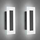 LMQNINE Modern LED Acrylic Black Wall Sconce White Light 6000K for Bedroom Corridor Stairs Bathroom Indoor Lighting Fixture Lamps Home Room Decor, Black, Not Dimmable-White Light-2Pack 