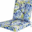 Outdoor Chair Cushions Seat/Back Set Patio Furniture Cushion Indoor & Outdoor 19x19 Inch with Ties Waterproof Home Garden
