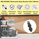 WD12X22801 Dishwasher Rack Bracket with 3 Wheels for GE Haier Dishwasher Roller Wheels - Replace AP6032529 4466609 PS11762946 WD12X10448 WD12X22599 (2 PACK