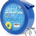 2" x 100 FT Pool Backwash Hose, Heavy Duty Flat Discharge Hose, Reinforced Discharge Hose with Clamp, Weather and Burst Resistant, Drain Clean Swimming Pools and Filters for Inground Pools