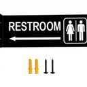 Commercial Double-Sided Restroom Sign – Restroom Sign With Arrow – Wall-Mounted Restroom Sign For Hallways And Corridors – Made From Premium Durable Frosted Acrylic Material, Ink Printed, Long-Lasting, Easy To Install, Suitable For Indoor/Outdoor Use (12)