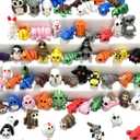 66 Pcs Mini Random 3D Printed Animal Figurines Set, Flexible Articulated Fidget Toys,Surprise 3D Printed Animals Cute Desk Decor, Easter Christmas Party Favors, Classroom Rewards