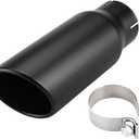 LCGP 3" Inlet Exhaust Black Tip,3" x 4" x 12" Long Clamp on Exhaust Tailpipe Tip for Truck