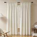 Joydeco Beige Boho Curtains 84 Inch Length 2 Panels, Super Soft Bohemian Farmhouse Curtains with Tassels, Semi Sheer Light Filtering Drapes for Bedroom Living Room (Rod Pocket, 52Wx84L)