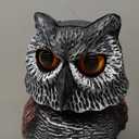 Hausse 2 Pack Fake Owl Decoy Bird Scarecrow Sculpture, Rotating Head Plastic Owl Bird Deterrents, Nature Enemy Horned Pest Repellent for Outdoor Garden Yard