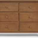 Delta Children Universal 6 Drawer Dresser, Interlocking Drawers, Chestnut, 20.8"D x 47.3"W x 34.8"H
