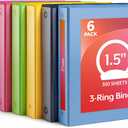 Cardinal 1.5 Inch 3 Ring Binders, 6 Pack, Assorted Colors, Holds 350 Sheets
