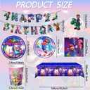 88PCS For Latest Mario Party Supplies: 6 Hanging Swirls, 20 Napkins, 20 Cups, 20 Plates 9 inch 20 Plates 7 inch, 1 Banner, 1 Tablecloth for Mario Birthday Party Decorations