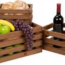 Set of 3 Nesting Wooden Storage Crates - Rustic Wooden Storage Crates for Display Brown Wood Container Boxes Wood Baskets for Farmhouse Flower Stand Display Rack for Shops or Exhibitions Home Decor (11")