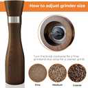 Kitchen Wooden Salt and Pepper Grinder Set: Refillable Salt & Pepper Mills Adjust for Customized Coarseness, 9" 5PC with Tray & Spoons,Non-Slip Base-Kitchen Counter Decor