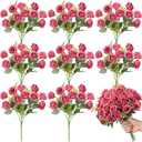 Zeyune 8 Pack 12 Inch Mini Pastel Pink Roses Artificial Flowers 80 Heads Fake Silk Roses with Stem Reusable Flower Bouquet for Wedding Birthday Party Arrangement Valentine's Day Decorations